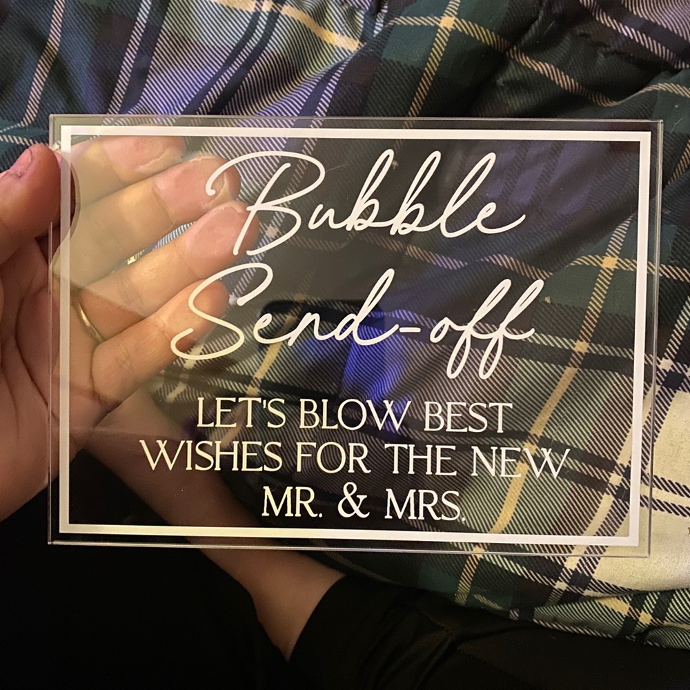 Bubble Send Off wedding sign